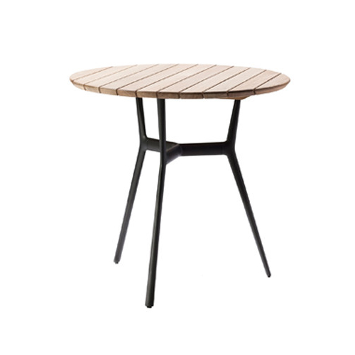 TRIBÙ table bistrot Ø 80 cm d'extérieur BRANCH (Wengé - Aluminium et Teak)