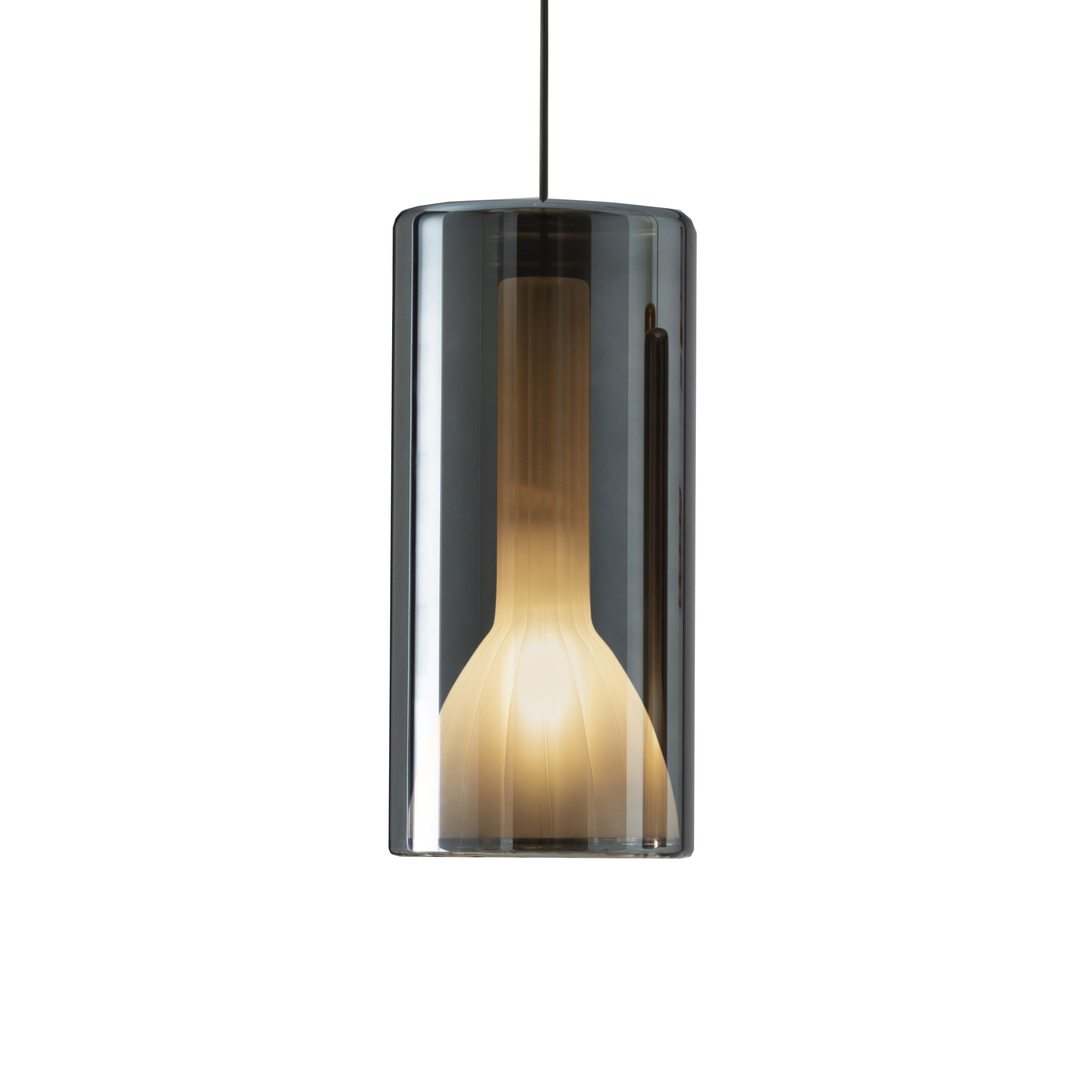 PENTA LIGHT lampe à suspension LIT LARGE (Bleu - Verre miroir, rosace en métal blanc)