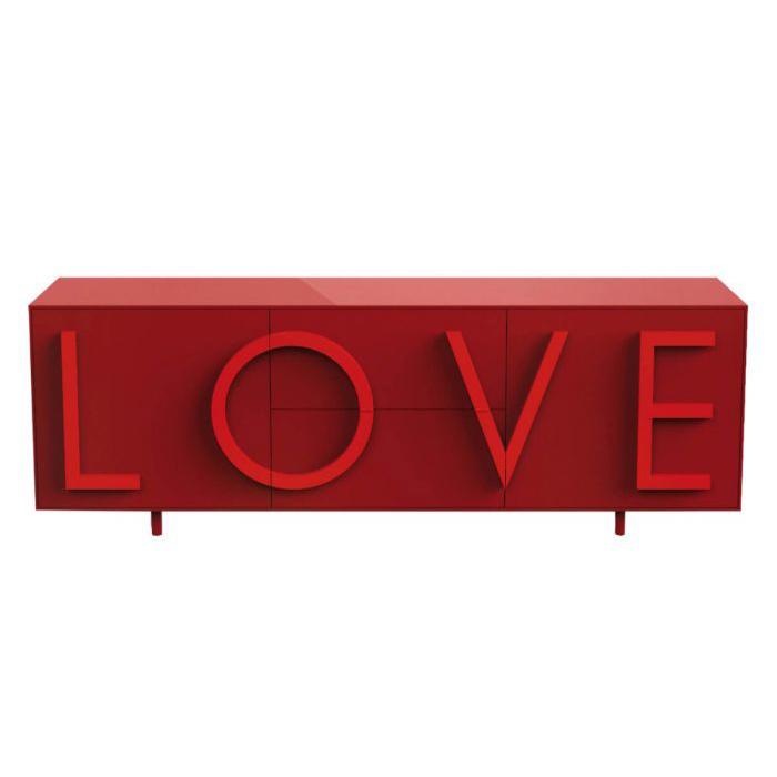 DRIADE buffet LOVE LARGE (Rouge rubis / Rouge trafic - MDF laqué)