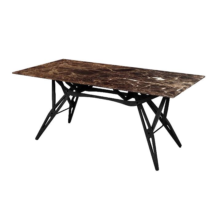 ZANOTTA table avec plateau en marbre Emperador REALE (90x180 cm - Chêne teint noir)