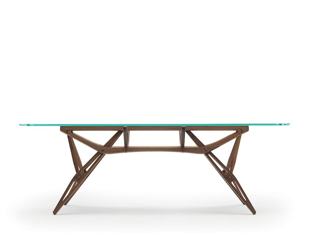 ZANOTTA table avec plateau en verre REALE CM