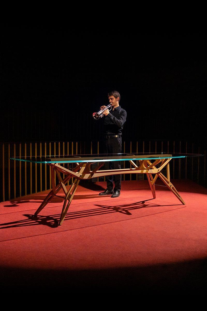 ZANOTTA table avec plateau en verre REALE CM