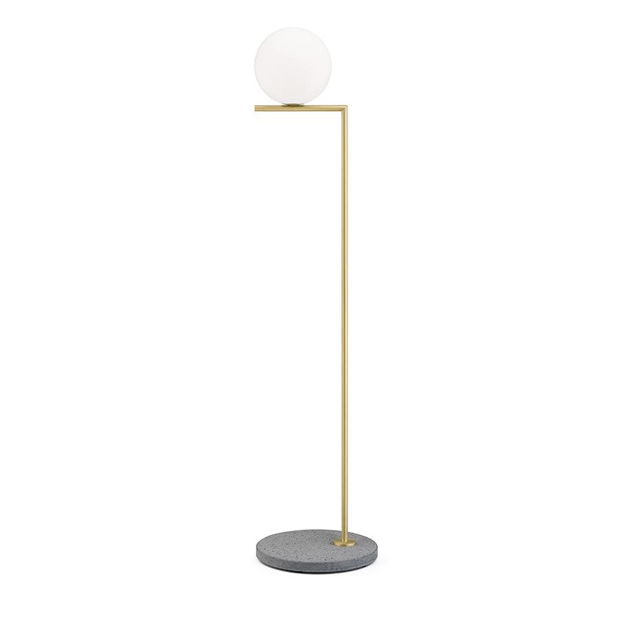 FLOS lampadaire d'extérieur IC F1 OUTDOOR (Laiton, gris lave - Verre soufflé, métal et marbre)