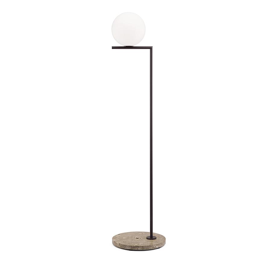 FLOS lampadaire d'extérieur IC F1 OUTDOOR (Marron foncé, travertin impérial - Verre soufflé, métal e
