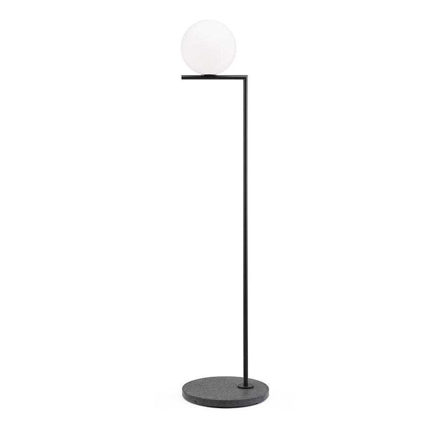 FLOS lampadaire d'extérieur IC F1 OUTDOOR (Noir, lave noir - Verre soufflé, métal et marbre)