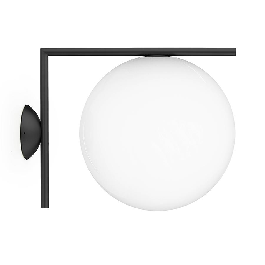 FLOS lampe murale ou au plafond d'extérieur IC C/W2 OUTDOOR (Noir - Verre soufflé et métal)