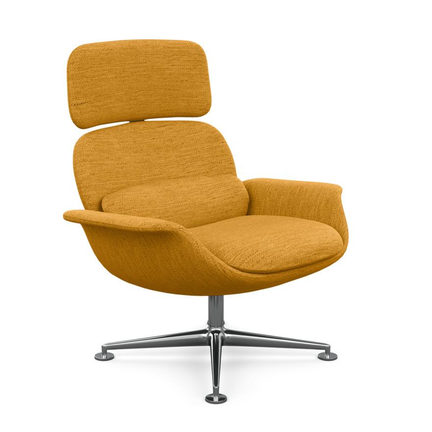 KNOLL fauteuil pivotant KN02 en tissu avec dossier haut inclinable (Rivington Sunflower - Revêtement