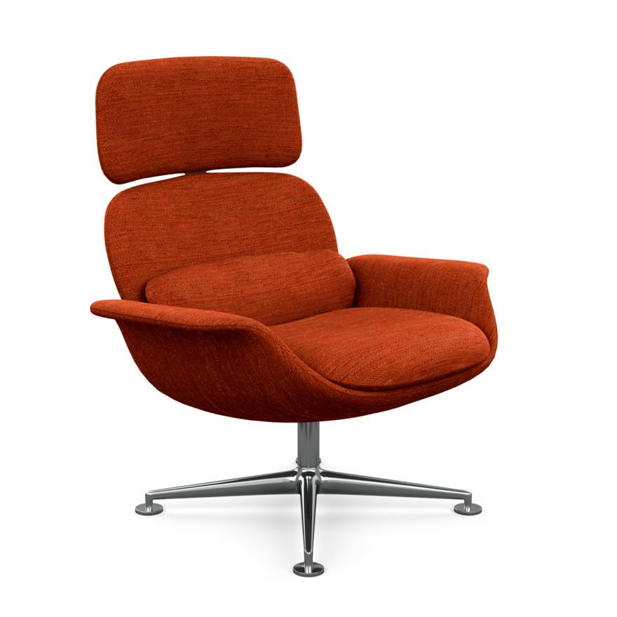 KNOLL fauteuil pivotant KN02 en tissu avec dossier haut inclinable (Rivington Paprika - Revêtement C