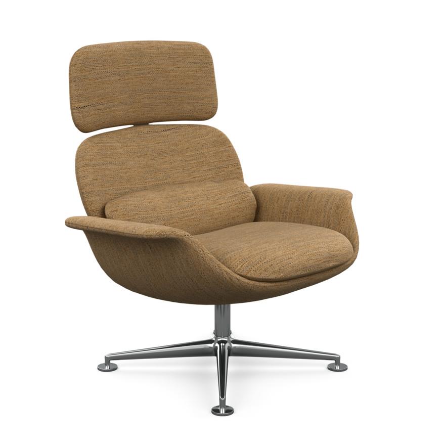KNOLL fauteuil pivotant KN02 en tissu avec dossier haut inclinable (Rivington Lion - Revêtement Cat.