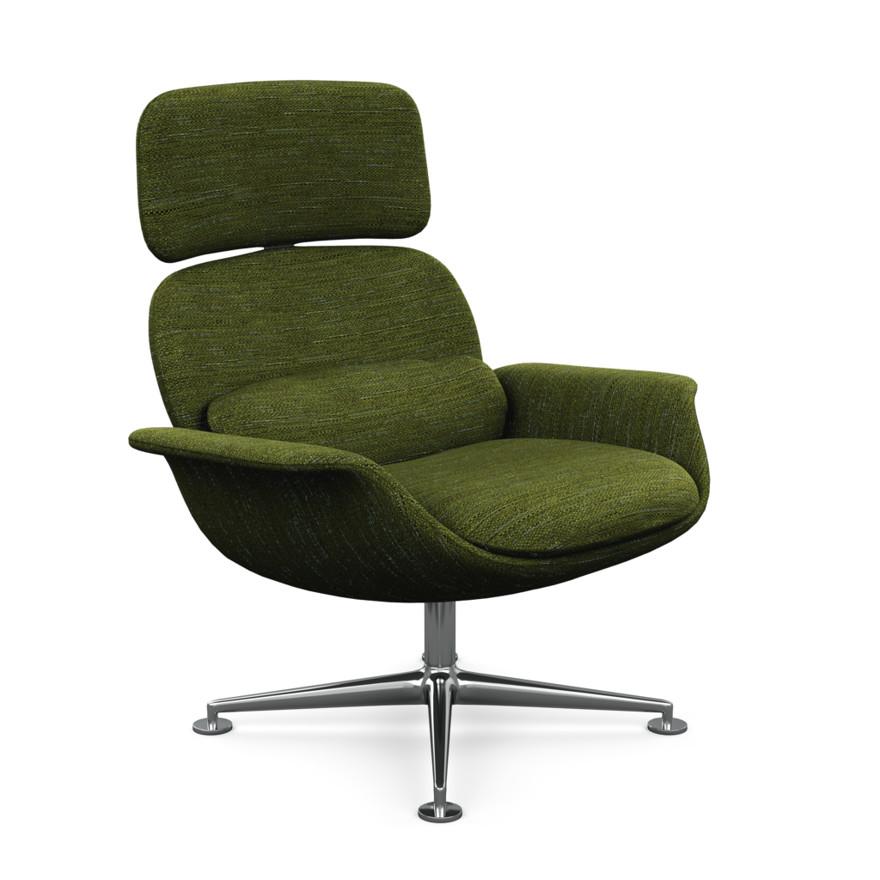 KNOLL fauteuil pivotant KN02 en tissu avec dossier haut inclinable (Rivington Palm - Revêtement Cat.
