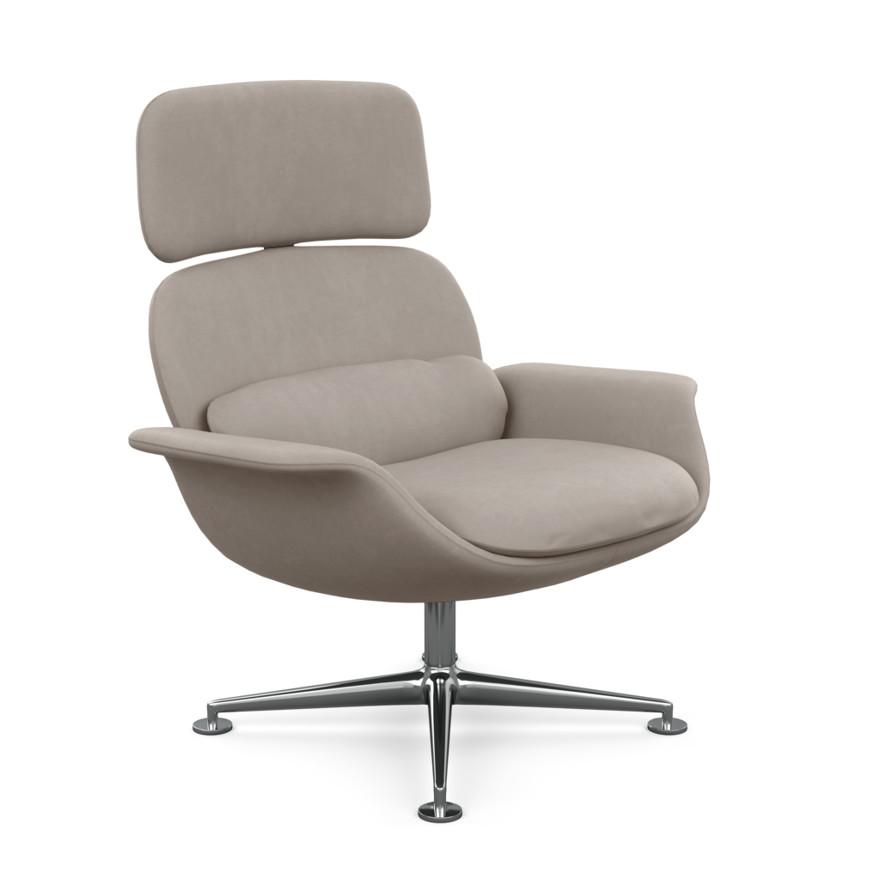 KNOLL fauteuil pivotant KN02 en tissu avec dossier haut inclinable (Ultrasuede Silver - Revêtement C