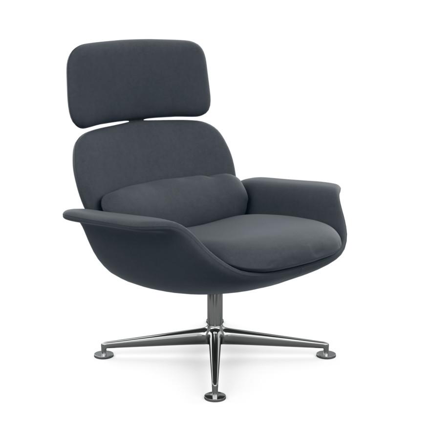 KNOLL fauteuil pivotant KN02 en tissu avec dossier haut inclinable (Ultrasuede Flannel - Revêtement