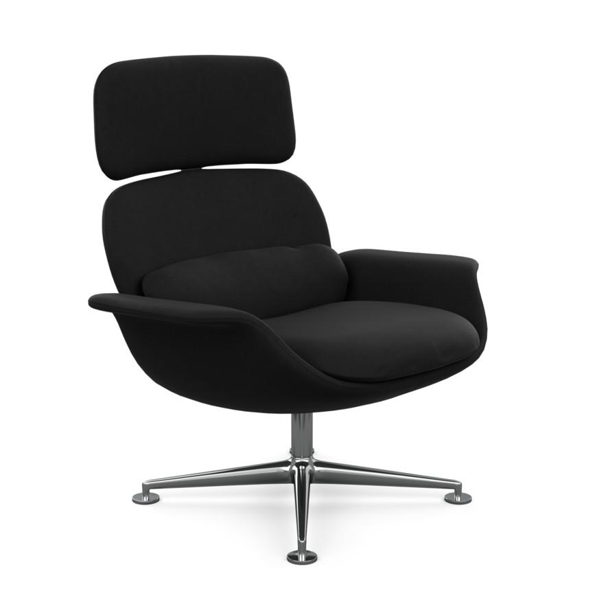 KNOLL fauteuil pivotant KN02 en tissu avec dossier haut inclinable (Ultrasuede Black Onyx - Revêteme