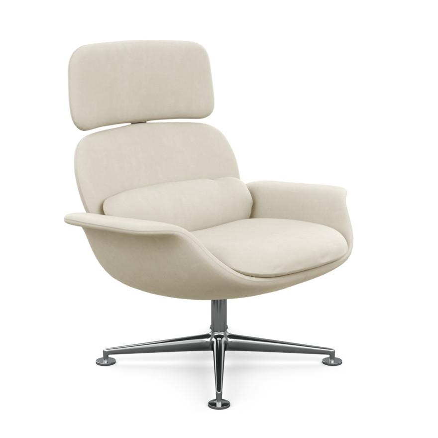 KNOLL fauteuil pivotant KN02 en tissu avec dossier haut inclinable (Ultrasuede Cement - Revêtement C