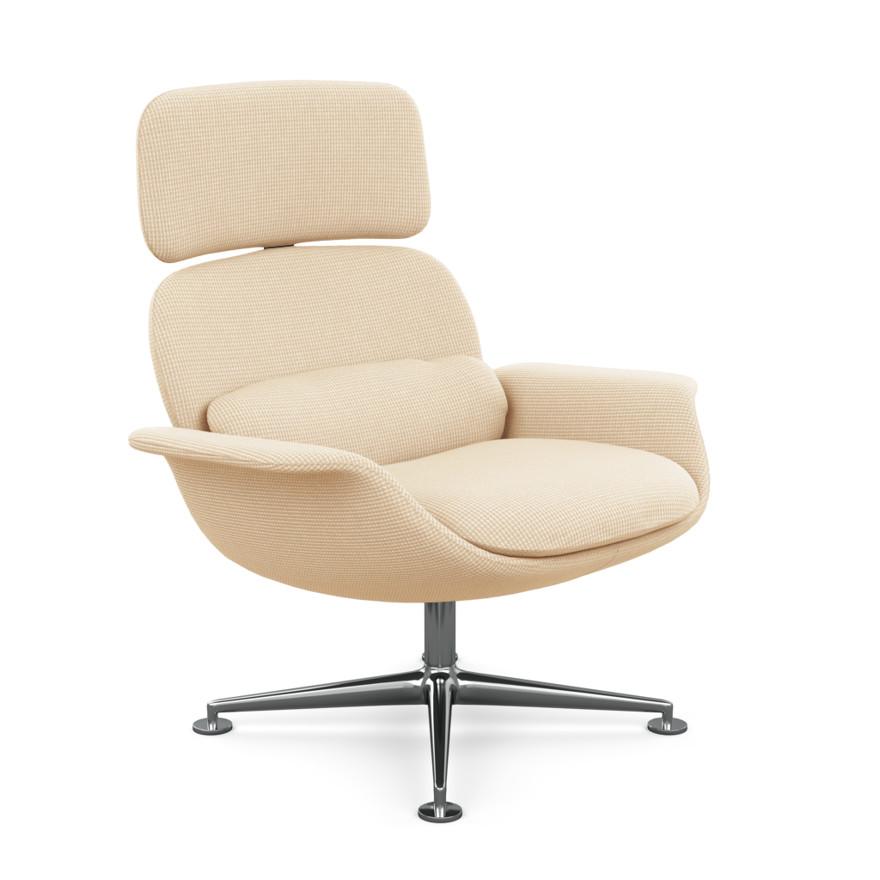 KNOLL fauteuil pivotant KN02 en tissu avec dossier haut inclinable (Cato Ivory - Revêtement Cat. B e