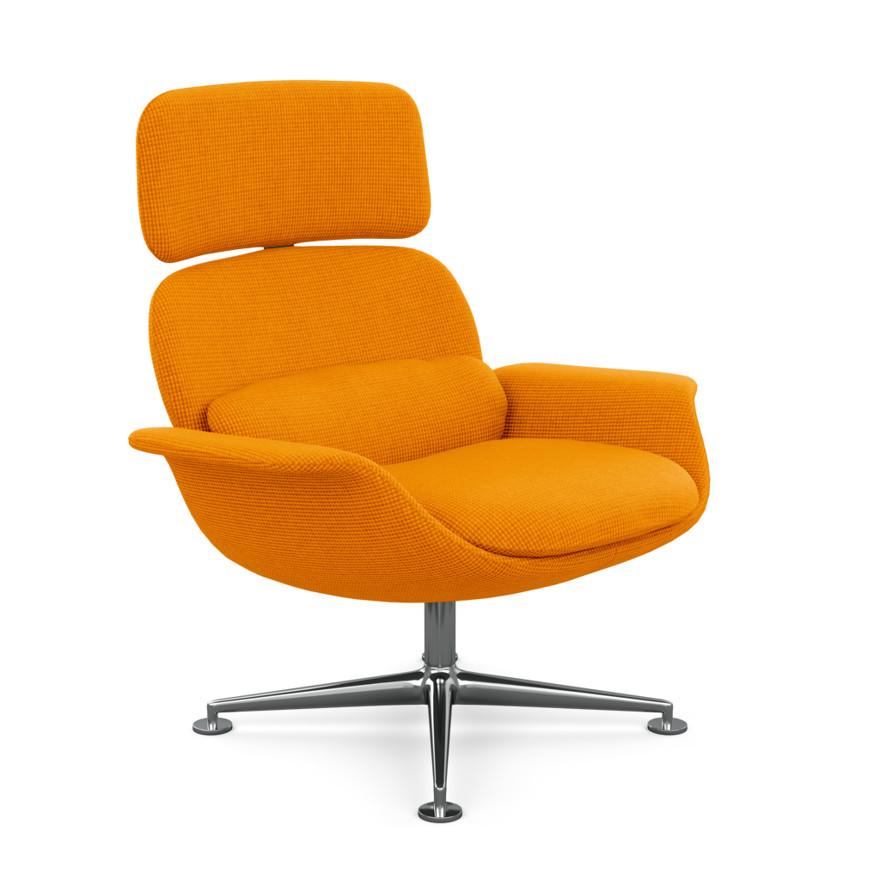 KNOLL fauteuil pivotant KN02 en tissu avec dossier haut inclinable (Cato Orange - Revêtement Cat. B