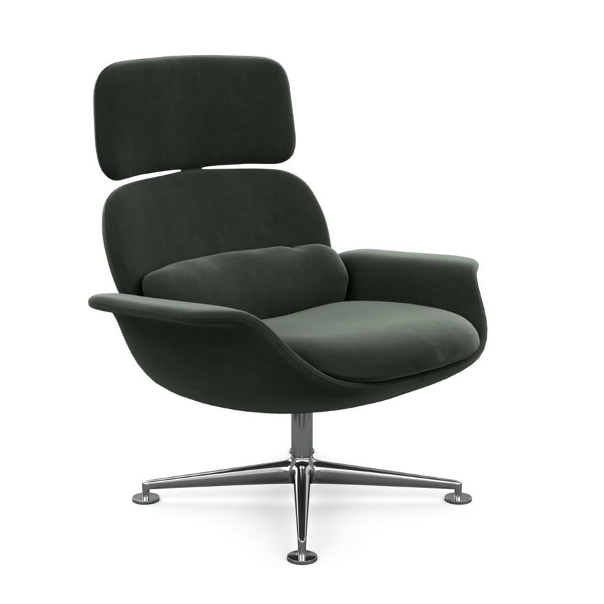 KNOLL fauteuil pivotant KN02 en tissu avec dossier haut inclinable (Knoll Velvet Graphite - Revêteme