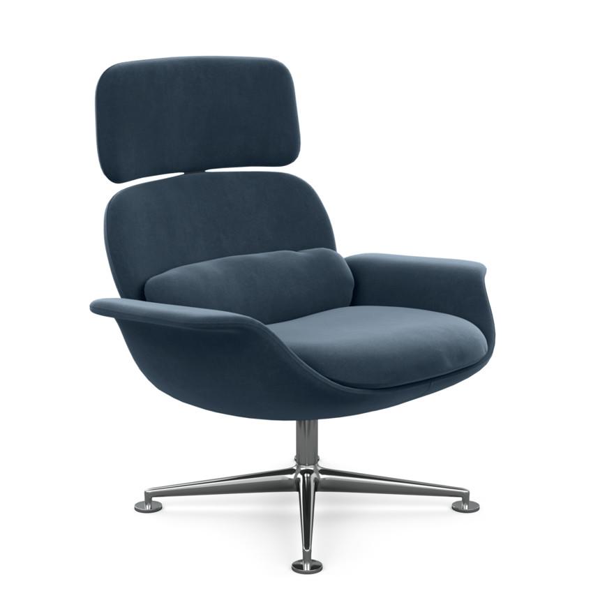 KNOLL fauteuil pivotant KN02 en tissu avec dossier haut inclinable (Knoll Velvet Marina - Revêtement
