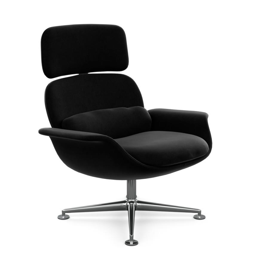 KNOLL fauteuil pivotant KN02 en tissu avec dossier haut inclinable (Knoll Velvet Ebony - Revêtement