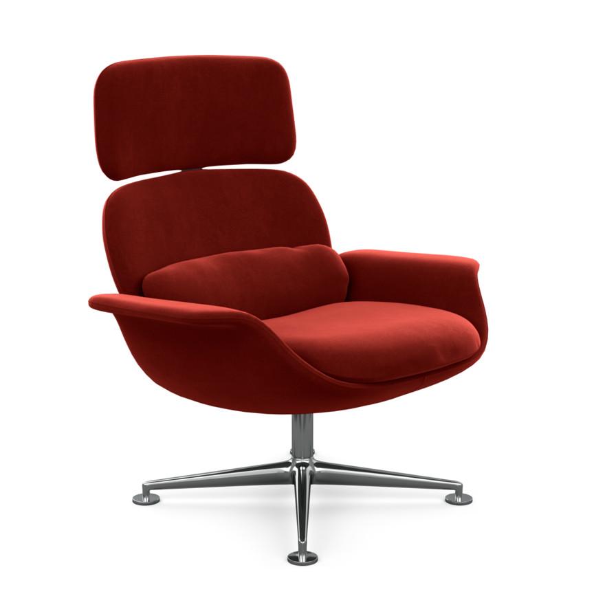 KNOLL fauteuil pivotant KN02 en tissu avec dossier haut inclinable (Knoll Velvet Tomato - Revêtement