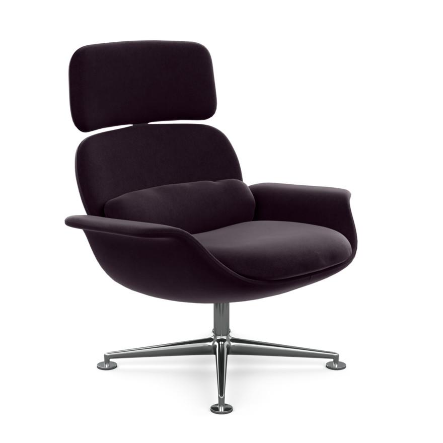 KNOLL fauteuil pivotant KN02 en tissu avec dossier haut inclinable (Knoll Velvet Currant - Revêtemen
