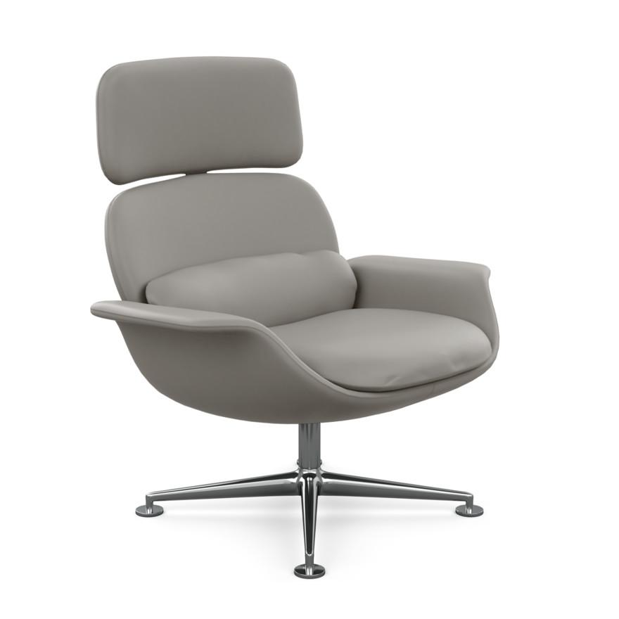 KNOLL fauteuil pivotant KN02 en cuir avec dossier haut inclinable (Volo Flint - Revêtement Cat. X et