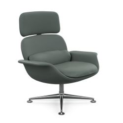 KNOLL fauteuil pivotant KN02 en cuir avec dossier haut inclinable