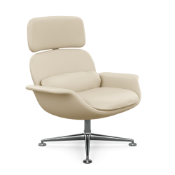 KNOLL fauteuil pivotant KN02 en cuir avec dossier haut inclinable