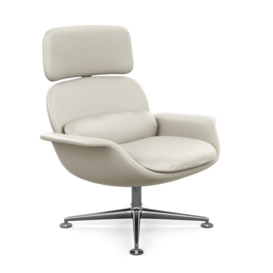 KNOLL fauteuil pivotant KN02 en cuir avec dossier haut inclinable (Acqua Puget Sound - Revêtement Ca