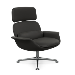 KNOLL fauteuil pivotant KN02 en cuir avec dossier haut inclinable