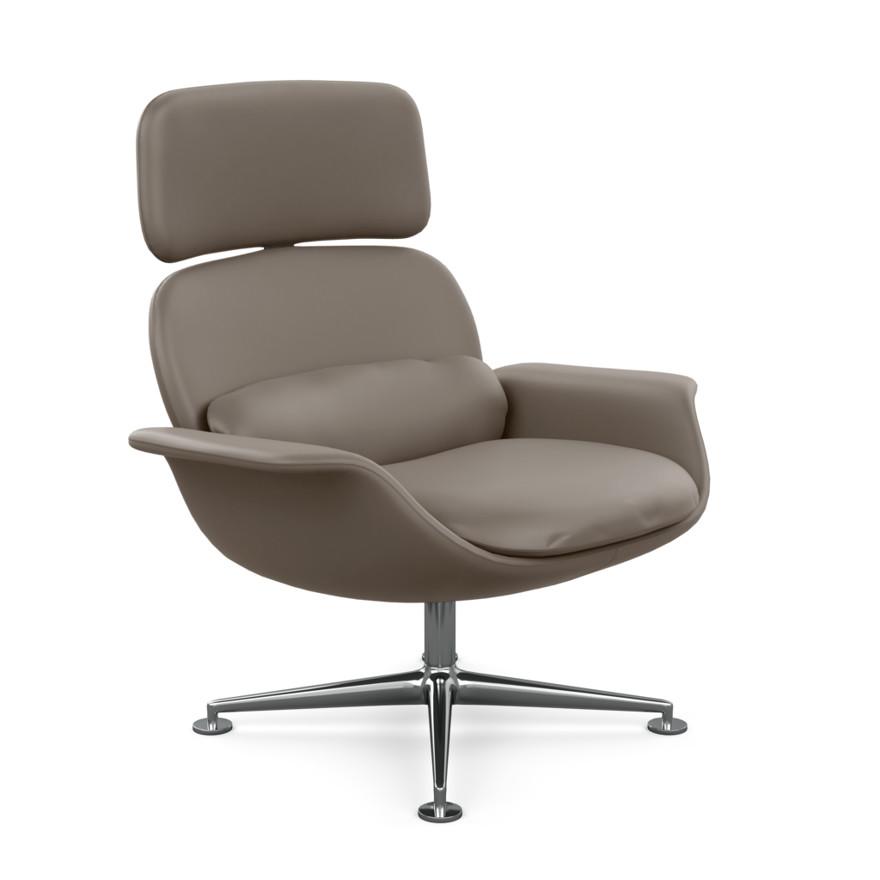 KNOLL fauteuil pivotant KN02 en cuir avec dossier haut inclinable (Acqua Aquitania - Revêtement Cat.