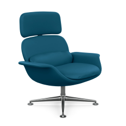KNOLL fauteuil pivotant KN02 en cuir avec dossier haut inclinable