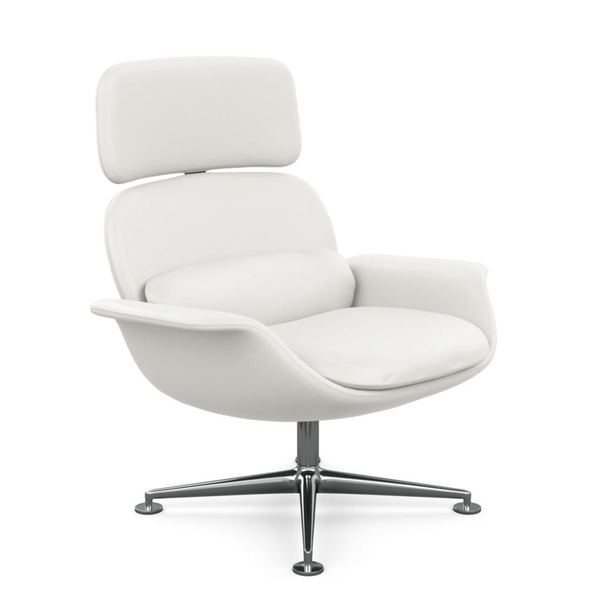 KNOLL fauteuil pivotant KN02 en cuir avec dossier haut inclinable (Acqua Bering Sea - Revêtement Cat