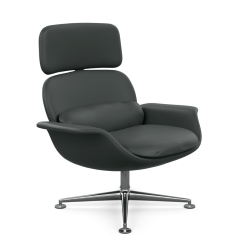 KNOLL fauteuil pivotant KN02 en cuir avec dossier haut inclinable