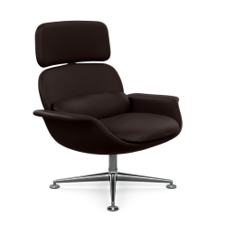 KNOLL fauteuil pivotant KN02 en cuir avec dossier haut inclinable