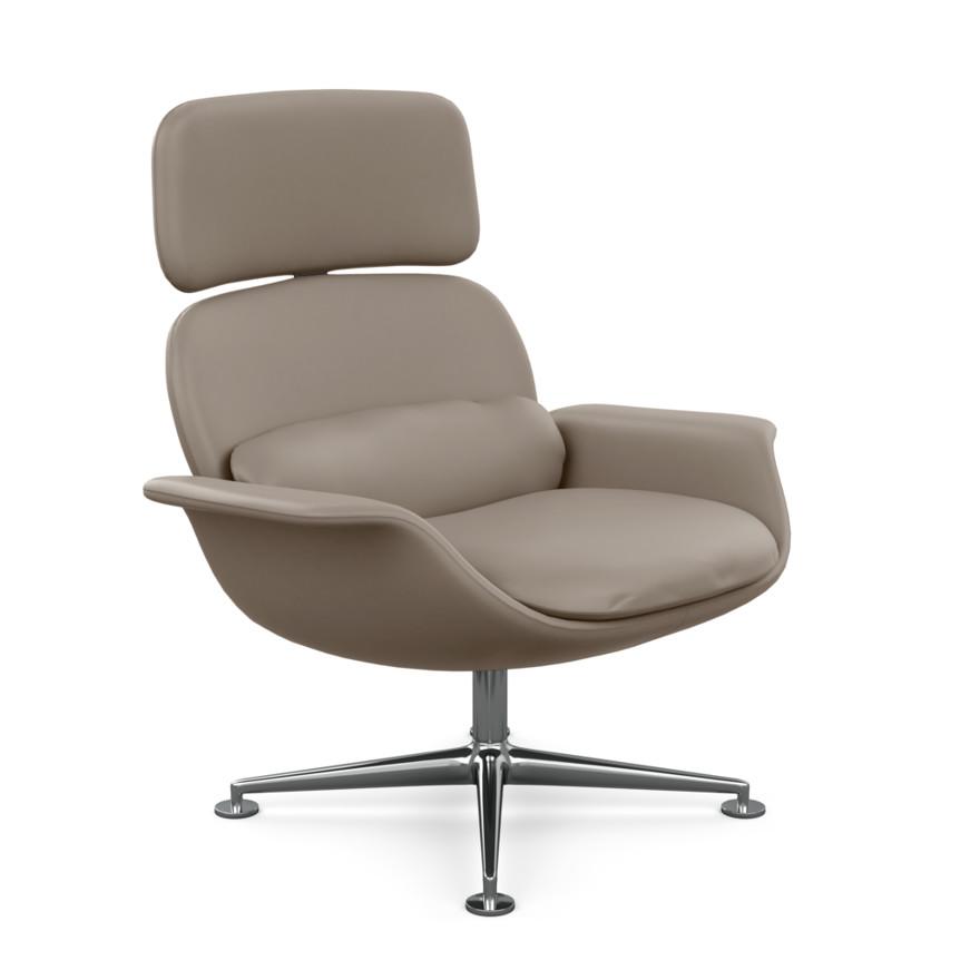 KNOLL fauteuil pivotant KN02 en cuir avec dossier haut inclinable (Sabrina Lahaina - Revêtement Cat.