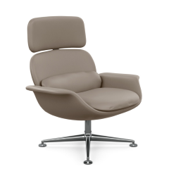 KNOLL fauteuil pivotant KN02 en cuir avec dossier haut inclinable