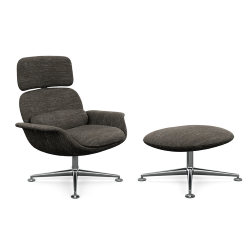 KNOLL fauteuil pivotant KN02 avec ottoman KN03 en tissu avec dossier haut inclinable