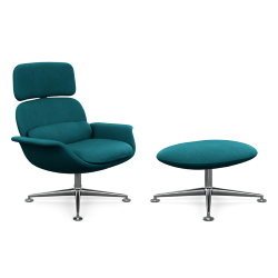 KNOLL fauteuil pivotant KN02 avec ottoman KN03 en tissu avec dossier haut inclinable