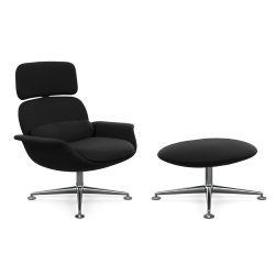 KNOLL fauteuil pivotant KN02 avec ottoman KN03 en tissu avec dossier haut inclinable