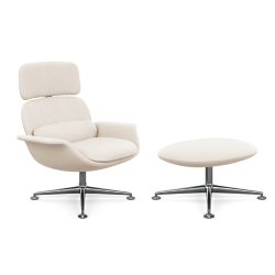 KNOLL fauteuil pivotant KN02 avec ottoman KN03 en tissu avec dossier haut inclinable