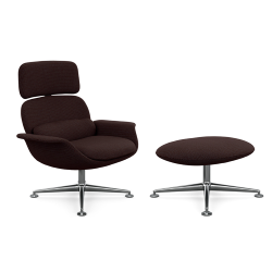 KNOLL fauteuil pivotant KN02 avec ottoman KN03 en tissu avec dossier haut inclinable