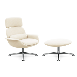 KNOLL fauteuil pivotant KN02 avec ottoman KN03 en tissu avec dossier haut inclinable