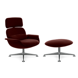 KNOLL fauteuil pivotant KN02 avec ottoman KN03 en tissu avec dossier haut inclinable