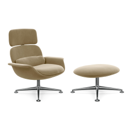 KNOLL fauteuil pivotant KN02 avec ottoman KN03 en tissu avec dossier haut inclinable