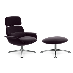 KNOLL fauteuil pivotant KN02 avec ottoman KN03 en tissu avec dossier haut inclinable