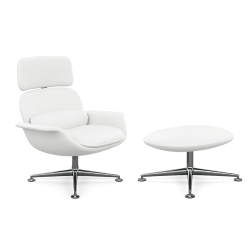 KNOLL fauteuil pivotant KN02 avec ottoman KN03 en cuir avec dossier haut inclinable