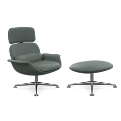 KNOLL fauteuil pivotant KN02 avec ottoman KN03 en cuir avec dossier haut inclinable