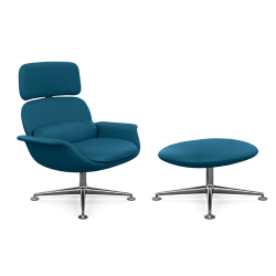 KNOLL fauteuil pivotant KN02 avec ottoman KN03 en cuir avec dossier haut inclinable