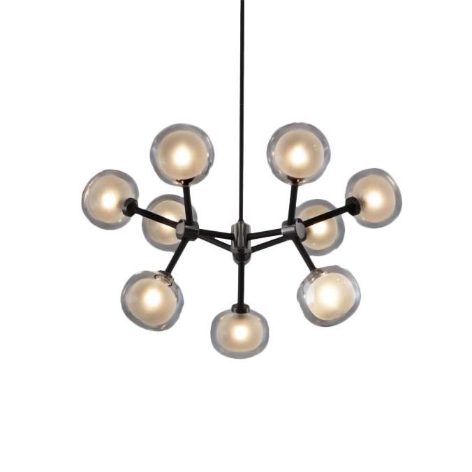 TOOY lampe à suspension NABILA 552.19 (Chrome noir, fumé - verre et métal)